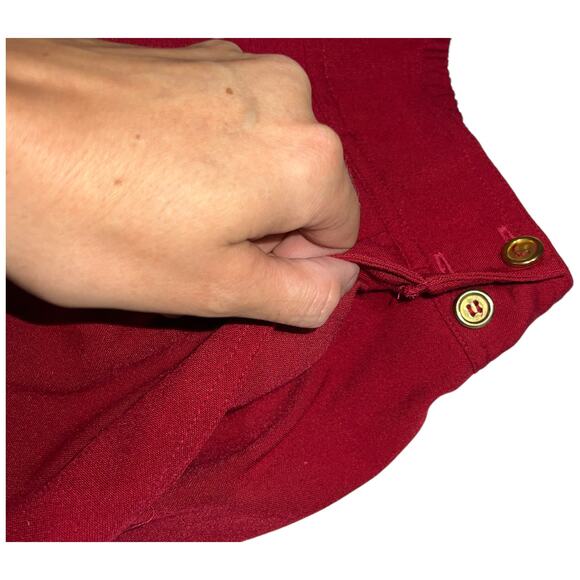 Vintage 90s CHAUS Red Stirrup Pants High Waist Pleated Rayon Blend Size 8 - Picture 8 of 16